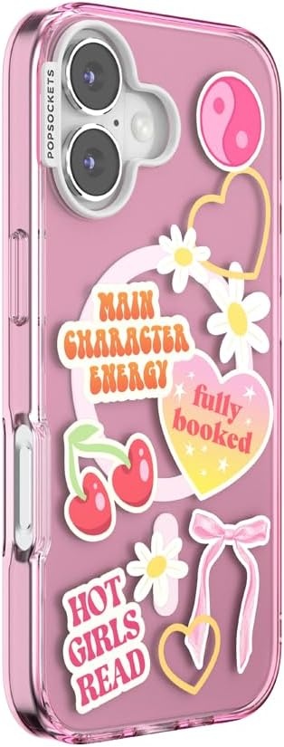 image:imagePopSockets iPhone 16 Phone Case with MagSafe Wireless Charging Compatible Bookish Spooky Book Club SmokeMain Character Energy