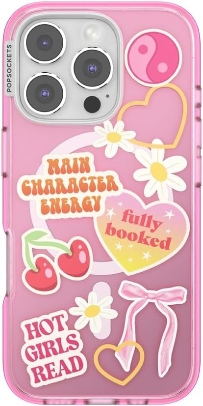 image:imagePopSockets iPhone 16 Phone Case with MagSafe Wireless Charging Compatible Bookish Spooky Book Club SmokeMain Character Energy