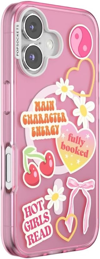image:imagePopSockets iPhone 16 Phone Case with MagSafe Wireless Charging Compatible Bookish Spooky Book Club SmokeMain Character Energy