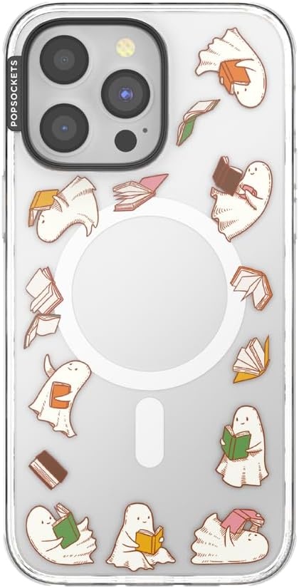 image:imagePopSockets iPhone 16 Phone Case with MagSafe Wireless Charging Compatible Bookish Spooky Book Club SmokeSpooky Book Club Clear