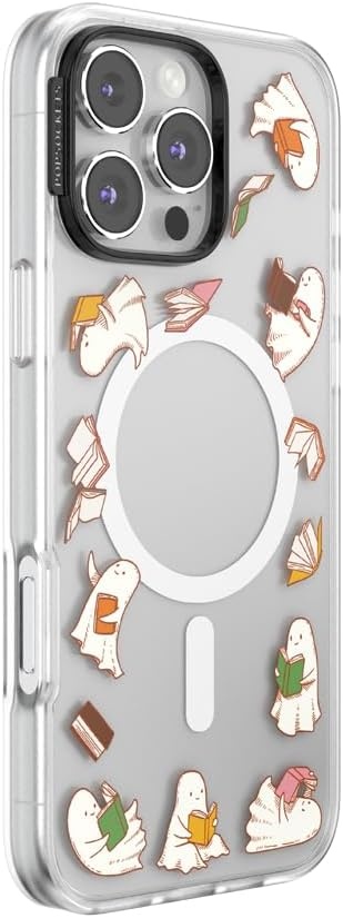 image:imagePopSockets iPhone 16 Phone Case with MagSafe Wireless Charging Compatible Bookish Spooky Book Club SmokeSpooky Book Club Clear