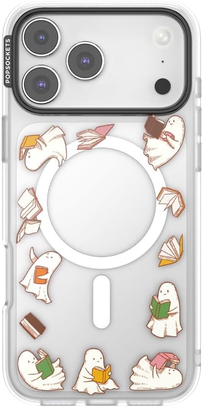 image:imagePopSockets iPhone 16 Phone Case with MagSafe Wireless Charging Compatible Bookish Spooky Book Club SmokeSpooky Book Club Clear