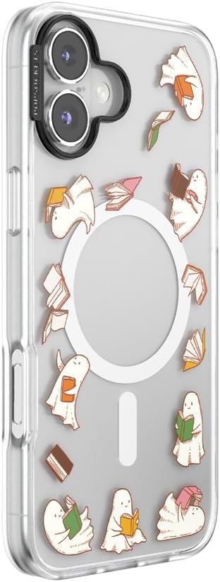 image:imagePopSockets iPhone 16 Phone Case with MagSafe Wireless Charging Compatible Bookish Spooky Book Club SmokeSpooky Book Club Clear