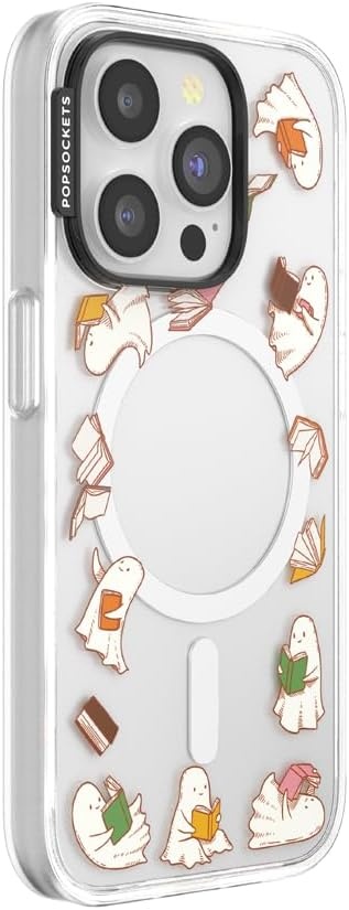 image:imagePopSockets iPhone 16 Phone Case with MagSafe Wireless Charging Compatible Bookish Spooky Book Club SmokeSpooky Book Club Clear