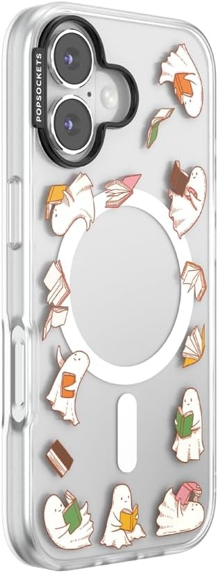 image:imagePopSockets iPhone 16 Phone Case with MagSafe Wireless Charging Compatible Bookish Spooky Book Club SmokeSpooky Book Club Clear
