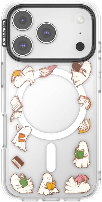 image:imagePopSockets iPhone 16 Phone Case with MagSafe Wireless Charging Compatible Bookish Spooky Book Club SmokeSpooky Book Club Clear
