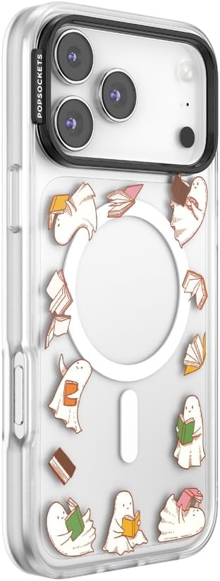 image:imagePopSockets iPhone 16 Phone Case with MagSafe Wireless Charging Compatible Bookish Spooky Book Club SmokeSpooky Book Club Clear