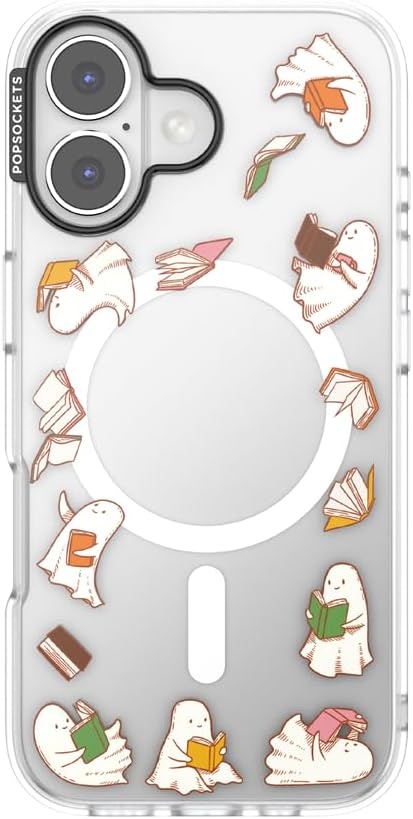 image:imagePopSockets iPhone 16 Phone Case with MagSafe Wireless Charging Compatible Bookish Spooky Book Club SmokeSpooky Book Club Clear