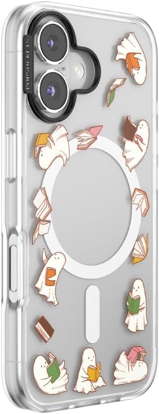 image:imagePopSockets iPhone 16 Phone Case with MagSafe Wireless Charging Compatible Bookish Spooky Book Club SmokeSpooky Book Club Clear
