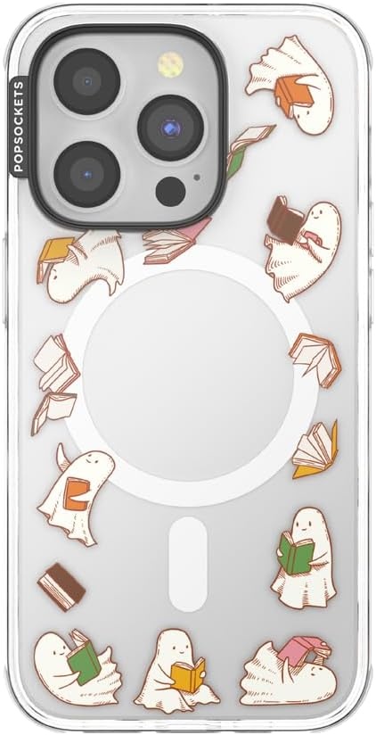 image:imagePopSockets iPhone 16 Phone Case with MagSafe Wireless Charging Compatible Bookish Spooky Book Club SmokeSpooky Book Club Clear