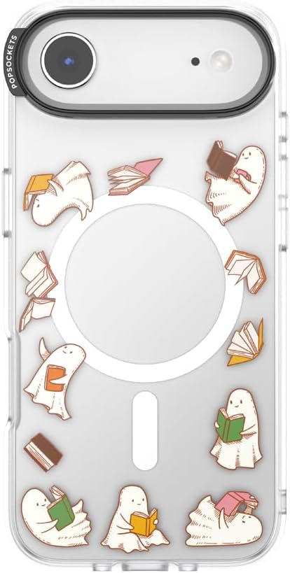 image:imagePopSockets iPhone 16 Phone Case with MagSafe Wireless Charging Compatible Bookish Spooky Book Club SmokeSpooky Book Club Clear