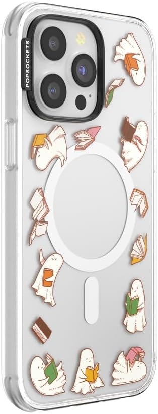 image:imagePopSockets iPhone 16 Phone Case with MagSafe Wireless Charging Compatible Bookish Spooky Book Club SmokeSpooky Book Club Clear