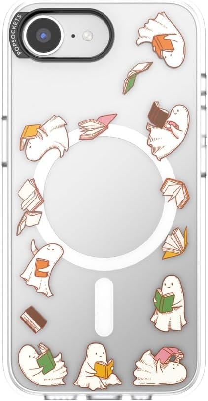 image:imagePopSockets iPhone 16 Phone Case with MagSafe Wireless Charging Compatible Bookish Spooky Book Club SmokeSpooky Book Club Clear