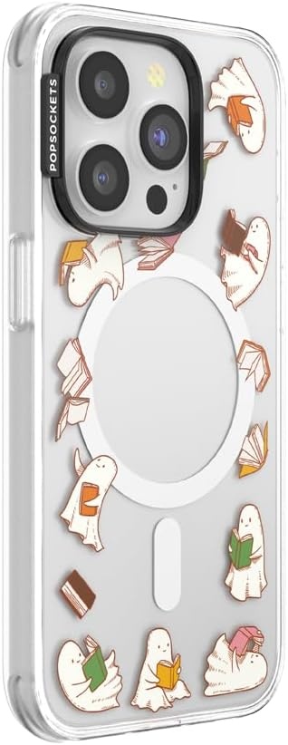 image:imagePopSockets iPhone 16 Phone Case with MagSafe Wireless Charging Compatible Bookish Spooky Book Club SmokeSpooky Book Club Clear