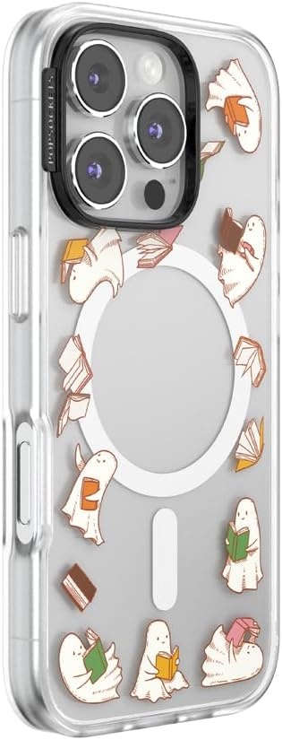 image:imagePopSockets iPhone 16 Phone Case with MagSafe Wireless Charging Compatible Bookish Spooky Book Club SmokeSpooky Book Club Clear