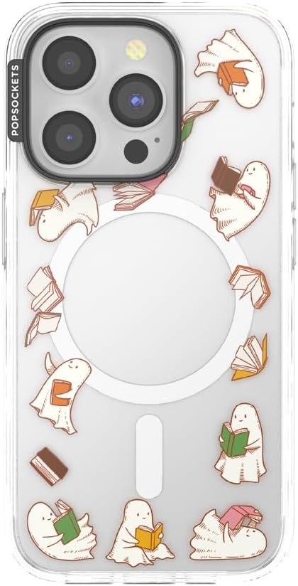 image:imagePopSockets iPhone 16 Phone Case with MagSafe Wireless Charging Compatible Bookish Spooky Book Club SmokeSpooky Book Club Clear