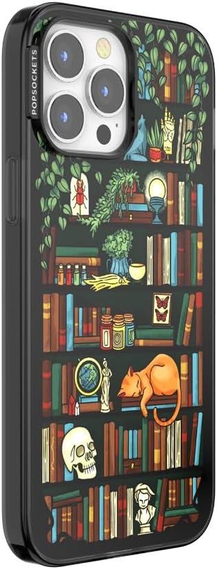 image:imagePopSockets iPhone 16 Phone Case with MagSafe Wireless Charging Compatible Bookish Spooky Book Club SmokeStoried Shelves