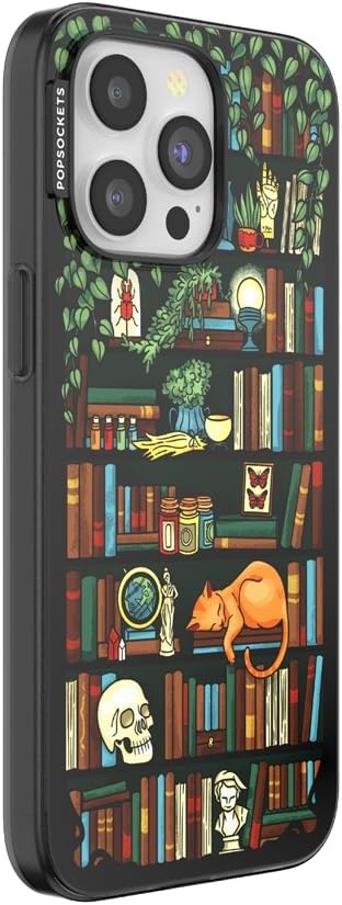 image:imagePopSockets iPhone 16 Phone Case with MagSafe Wireless Charging Compatible Bookish Spooky Book Club SmokeStoried Shelves
