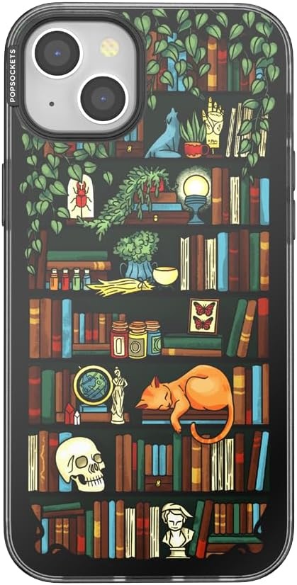 image:imagePopSockets iPhone 16 Phone Case with MagSafe Wireless Charging Compatible Bookish Spooky Book Club SmokeStoried Shelves