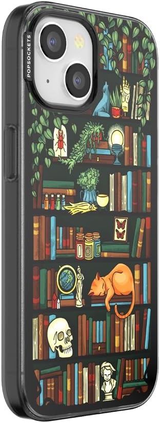 image:imagePopSockets iPhone 16 Phone Case with MagSafe Wireless Charging Compatible Bookish Spooky Book Club SmokeStoried Shelves