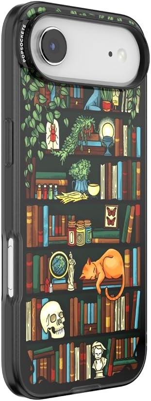 image:imagePopSockets iPhone 16 Phone Case with MagSafe Wireless Charging Compatible Bookish Spooky Book Club SmokeStoried Shelves