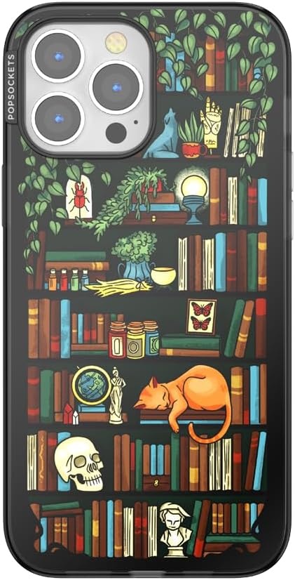image:imagePopSockets iPhone 16 Phone Case with MagSafe Wireless Charging Compatible Bookish Spooky Book Club SmokeStoried Shelves