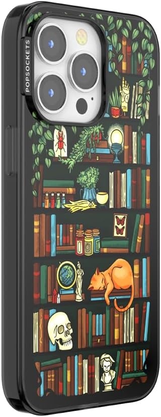 image:imagePopSockets iPhone 16 Phone Case with MagSafe Wireless Charging Compatible Bookish Spooky Book Club SmokeStoried Shelves