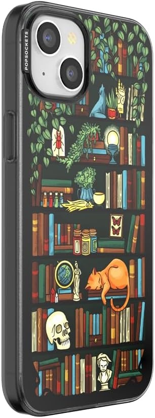 image:imagePopSockets iPhone 16 Phone Case with MagSafe Wireless Charging Compatible Bookish Spooky Book Club SmokeStoried Shelves