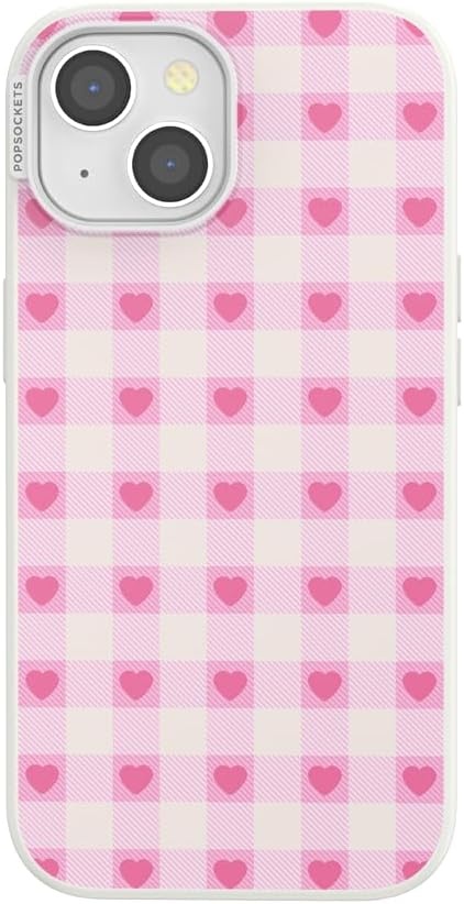 image:imagePopSockets iPhone 16 Phone Case with MagSafe Wireless Charging Compatible Checkered Blush GinghamBlush Gingham