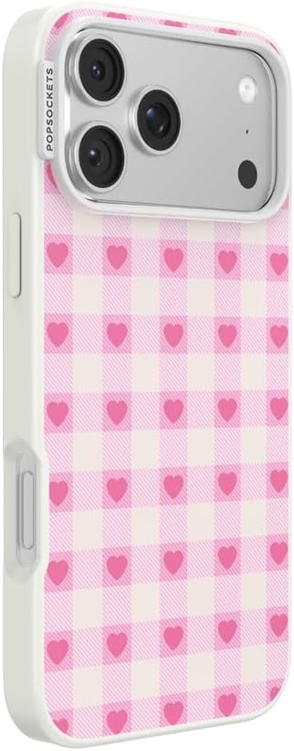 image:imagePopSockets iPhone 16 Phone Case with MagSafe Wireless Charging Compatible Checkered Blush GinghamBlush Gingham
