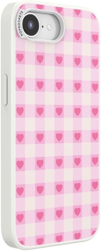 image:imagePopSockets iPhone 16 Phone Case with MagSafe Wireless Charging Compatible Checkered Blush GinghamBlush Gingham