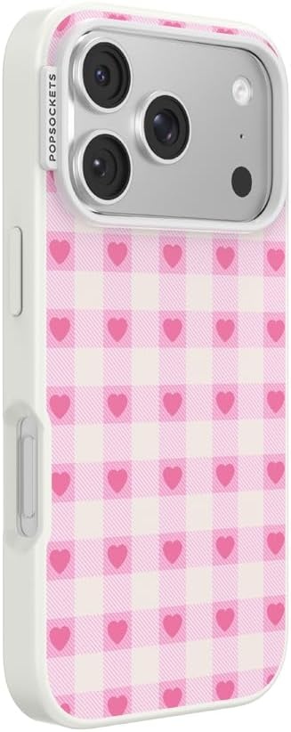 image:imagePopSockets iPhone 16 Phone Case with MagSafe Wireless Charging Compatible Checkered Blush GinghamBlush Gingham