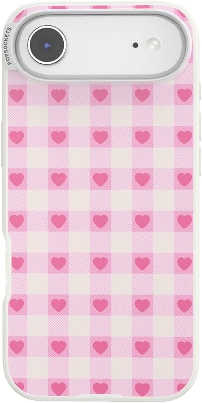 image:imagePopSockets iPhone 16 Phone Case with MagSafe Wireless Charging Compatible Checkered Blush GinghamBlush Gingham