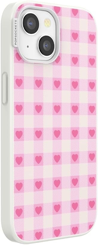 image:imagePopSockets iPhone 16 Phone Case with MagSafe Wireless Charging Compatible Checkered Blush GinghamBlush Gingham