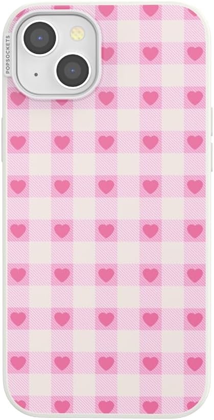 image:imagePopSockets iPhone 16 Phone Case with MagSafe Wireless Charging Compatible Checkered Blush GinghamBlush Gingham