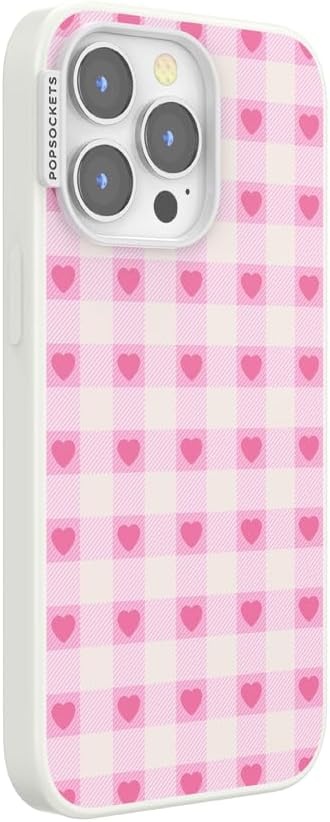 image:imagePopSockets iPhone 16 Phone Case with MagSafe Wireless Charging Compatible Checkered Blush GinghamBlush Gingham