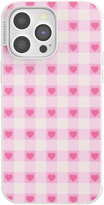 image:imagePopSockets iPhone 16 Phone Case with MagSafe Wireless Charging Compatible Checkered Blush GinghamBlush Gingham