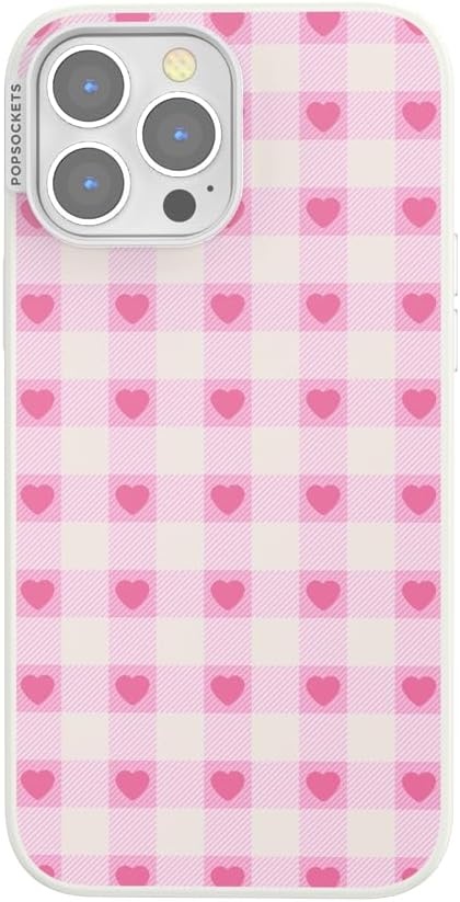 image:imagePopSockets iPhone 16 Phone Case with MagSafe Wireless Charging Compatible Checkered Blush GinghamBlush Gingham
