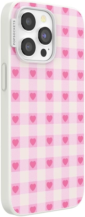 image:imagePopSockets iPhone 16 Phone Case with MagSafe Wireless Charging Compatible Checkered Blush GinghamBlush Gingham