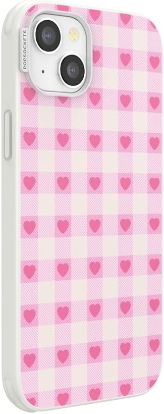 image:imagePopSockets iPhone 16 Phone Case with MagSafe Wireless Charging Compatible Checkered Blush GinghamBlush Gingham