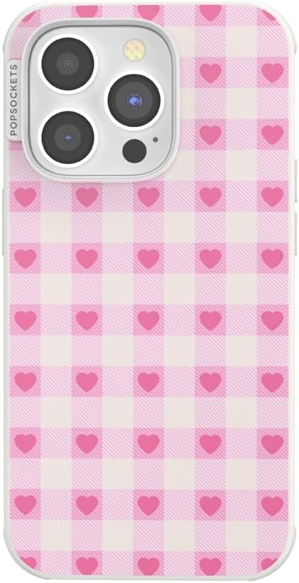 image:imagePopSockets iPhone 16 Phone Case with MagSafe Wireless Charging Compatible Checkered Blush GinghamBlush Gingham