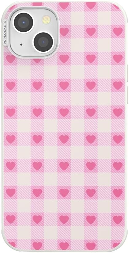 image:imagePopSockets iPhone 16 Phone Case with MagSafe Wireless Charging Compatible Checkered Blush GinghamBlush Gingham