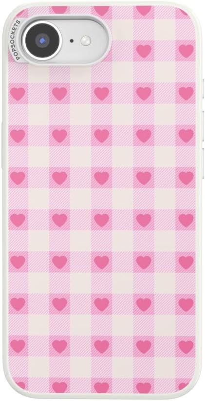 image:imagePopSockets iPhone 16 Phone Case with MagSafe Wireless Charging Compatible Checkered Blush GinghamBlush Gingham