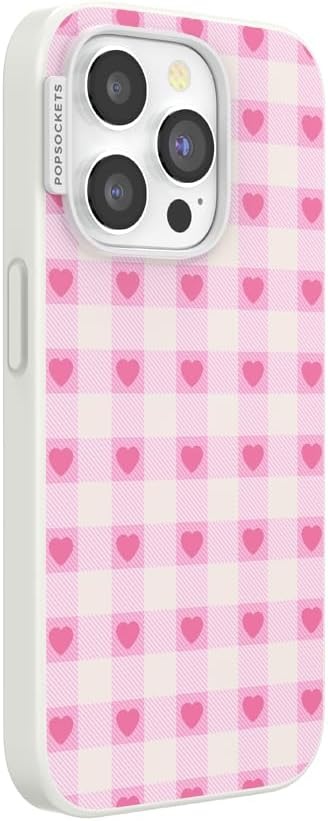 image:imagePopSockets iPhone 16 Phone Case with MagSafe Wireless Charging Compatible Checkered Blush GinghamBlush Gingham