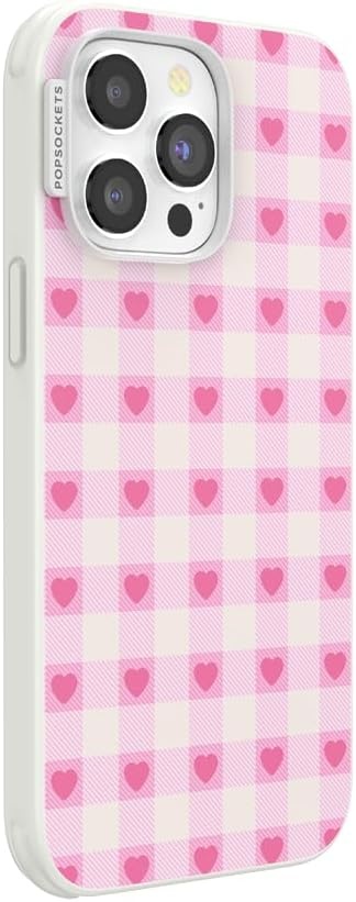 image:imagePopSockets iPhone 16 Phone Case with MagSafe Wireless Charging Compatible Checkered Blush GinghamBlush Gingham