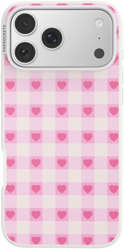 image:imagePopSockets iPhone 16 Phone Case with MagSafe Wireless Charging Compatible Checkered Blush GinghamBlush Gingham