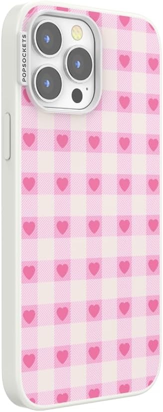 image:imagePopSockets iPhone 16 Phone Case with MagSafe Wireless Charging Compatible Checkered Blush GinghamBlush Gingham