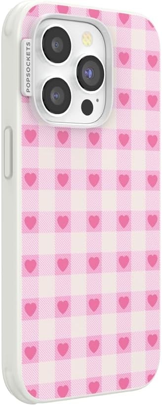 image:imagePopSockets iPhone 16 Phone Case with MagSafe Wireless Charging Compatible Checkered Blush GinghamBlush Gingham