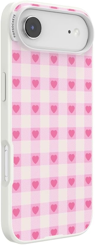 image:imagePopSockets iPhone 16 Phone Case with MagSafe Wireless Charging Compatible Checkered Blush GinghamBlush Gingham