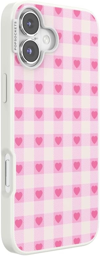 image:imagePopSockets iPhone 16 Phone Case with MagSafe Wireless Charging Compatible Checkered Blush GinghamBlush Gingham